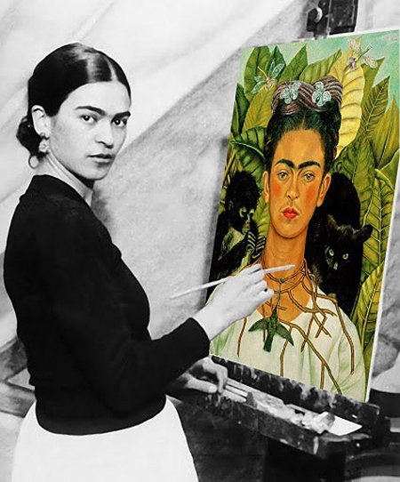 Autorretrato con collar de espinas y colibrí - Frida Kahlo